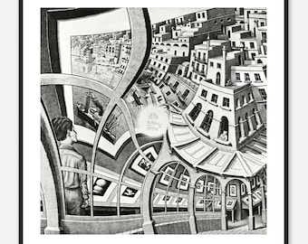 Galleria di stampe di Maurits Escher, Illusione ottica surrealista, download digitale, stampa