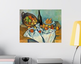 ポール・セザンヌ「瓶とリンゴ籠のある静物画」 - ヴィンテージアート