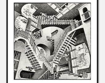 M.C. Escher Relatività - Stampa artistica, Illusione ottica Surrealismo Download digitale