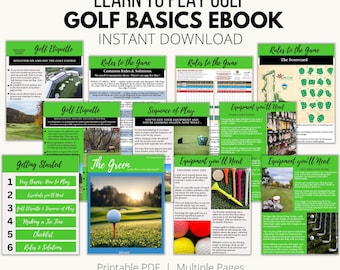 Aprenda a jogar golfe, Guia para iniciantes para começar a jogar golfe, Noções básicas de golfe, Etiqueta de golfe, Equipamento de golfe, Regras de golfe, Dicas de golfe, e-book