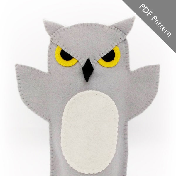 Hand puppet pattern, pattern, owl, owl pattern, owl sewing pattern, felt owl pattern, owl hand puppet pattern, hand puppet pattern, diy