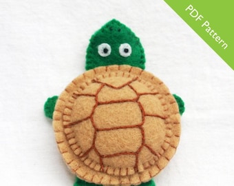 Pattern, felt finger puppet pattern, turtle finger puppet pattern