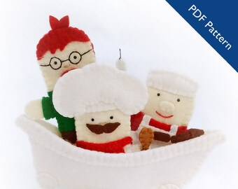 Pattern, Rub-A-Dub-Dub Three Men in a Tub puppet pattern, Rub-a-dub-dub pattern, candle stick maker pattern, butcher pattern, baker pattern