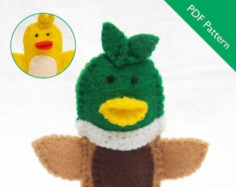 duck felt pattern, duck finger puppet pattern, puppet templates, felt pattern, felt finger puppet pattern, PDF pattern, duck finger puppet