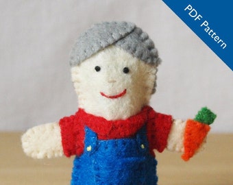 Old McDonald finger puppet pattern, felt finger puppet pattern, Old McDonald felt finger puppet, sewing pattern