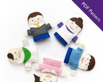 Pattern, Finger Family Felt Puppets Pattern, Daddy pattern, Mommy pattern, Brother pattern, Sister pattern, Baby pattern, PDF Pattern