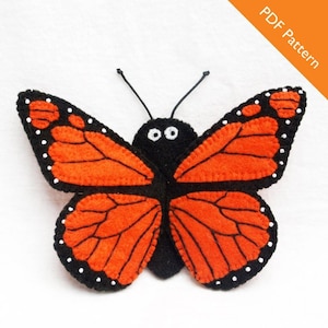Pattern, felt finger puppet pattern, butterfly finger puppet pattern, monarch butterfly finger puppet pattern image 1