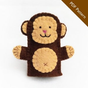 Pattern, monkey pattern, monkey finger puppet pattern, monkey, monkey puppet, felt monkey puppet, finger puppet pattern, puppet pattern, DIY