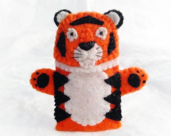 Tiger felt finger puppet, tiger, tiger puppet, felt tiger, felt finger puppet, finger puppet, tiger finger puppet, orange tiger puppet