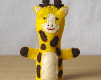 Felt finger puppet, giraffe, animal puppet, storytime puppet