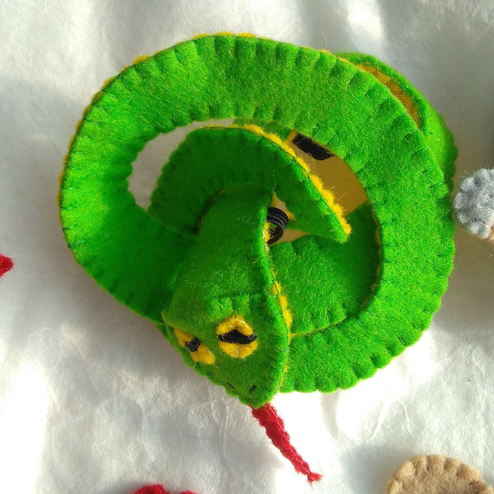 Snake Felt Finger Puppet Snake Green Snake Yellow Green Etsy UK
