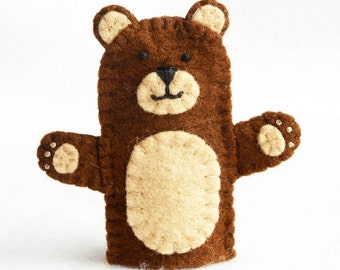 Bear finger puppet, felt finger puppet, bear felt finger puppet, finger puppet, brown bear finger puppet, brown bear, bear