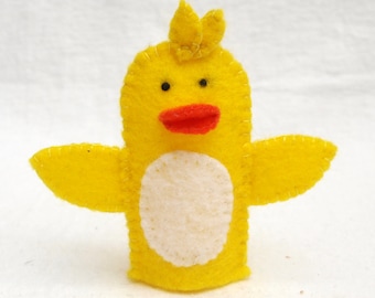 Felt finger puppet, duck, animal puppet, storytime puppet