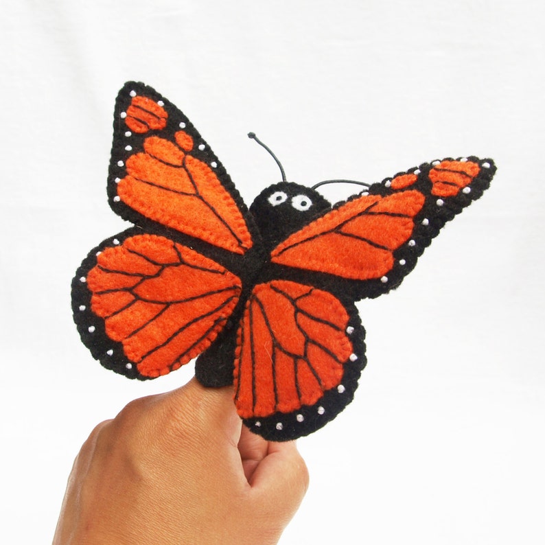 Pattern, felt finger puppet pattern, butterfly finger puppet pattern, monarch butterfly finger puppet pattern image 5