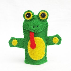 Frog, felt finger puppet, animal puppet, storytime puppet