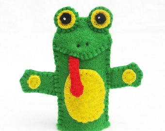 Frog, felt finger puppet, animal puppet, storytime puppet