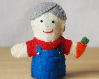 Felt finger puppet, Old McDonald, farmer, storytime puppet, Old McDonald finger puppet