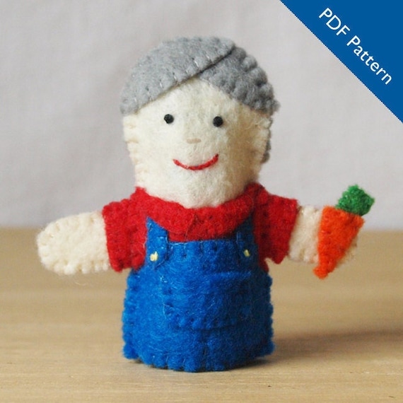 Old McDonald finger puppet pattern, felt finger puppet pattern, Old McDonald felt finger puppet, sewing pattern