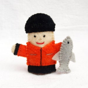 Ice Fisherman felt finger puppet, felt finger puppet, Ice Fisherman, felt puppet, puppet, fisherman, finger puppet