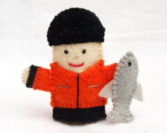 Ice Fisherman felt finger puppet, felt finger puppet, Ice Fisherman, felt puppet, puppet, fisherman, finger puppet