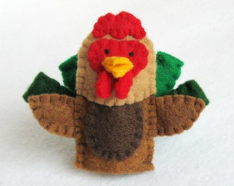 Rooster, rooster puppet, rooster finger puppet, rooster felt puppet, finger puppet, felt puppet, chicken, felt, farm animal puppet