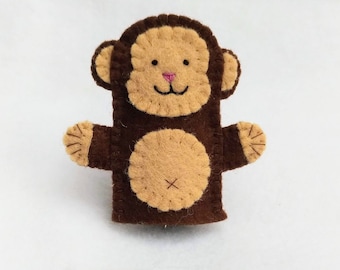 Felt finger puppet, monkey, animal puppet, storytime puppet, monkey finger puppet, finger puppet, monkey puppet, felt monkey puppet