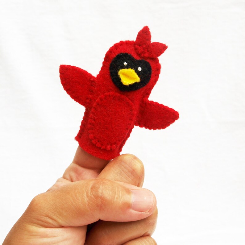Cardinal Felt Finger Puppet Bird Puppet Storytime Puppet Etsy
