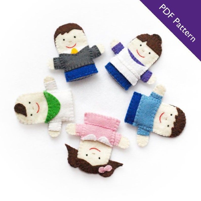 PDF Pattern Finger Family Felt Puppets Pattern Brother pattern Sister pattern Daddy pattern Baby pattern Pattern Mommy pattern