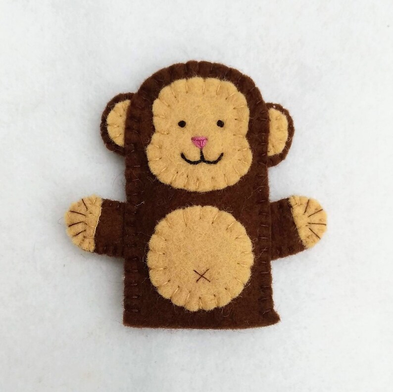 Felt Finger Puppet Monkey Animal Puppet Storytime Puppet Etsy