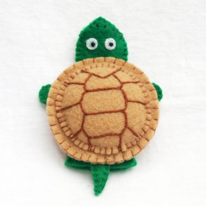 Turtle, Felt finger puppet, animal puppet, storytime puppet