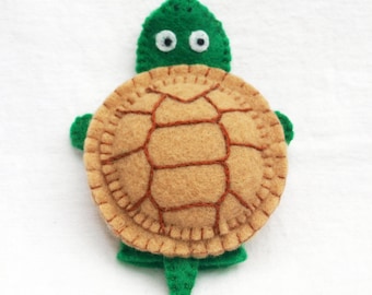 Schildpad, vilten vingerpop, dierenpop, verhalenpop
