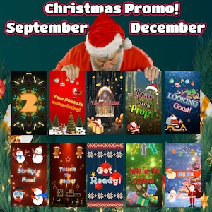 Christmas Mirror Booth Animations 10+1 Free!  | Festive MP4 Pack with Holiday Music & Voiceovers | Instant Download