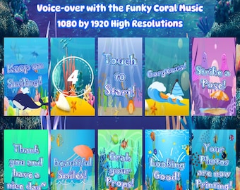 Pacchetto cabina specchio sottomarino per bambini / 10 animazioni MP4 a tema oceano con musica allegra e voci fuori campo / Istantaneo