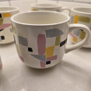 Anthropologie Geometric Color Block Retro Design Mugs - 6 Available 画像 2