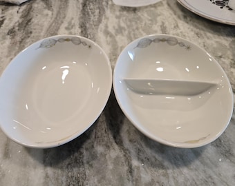 Vintage MCM US Caribe Casual by Carlos Montez G San Juan Shells Pattern Vegetable Serving Set, 9.25 inch Split Oval and non-Split Serveware