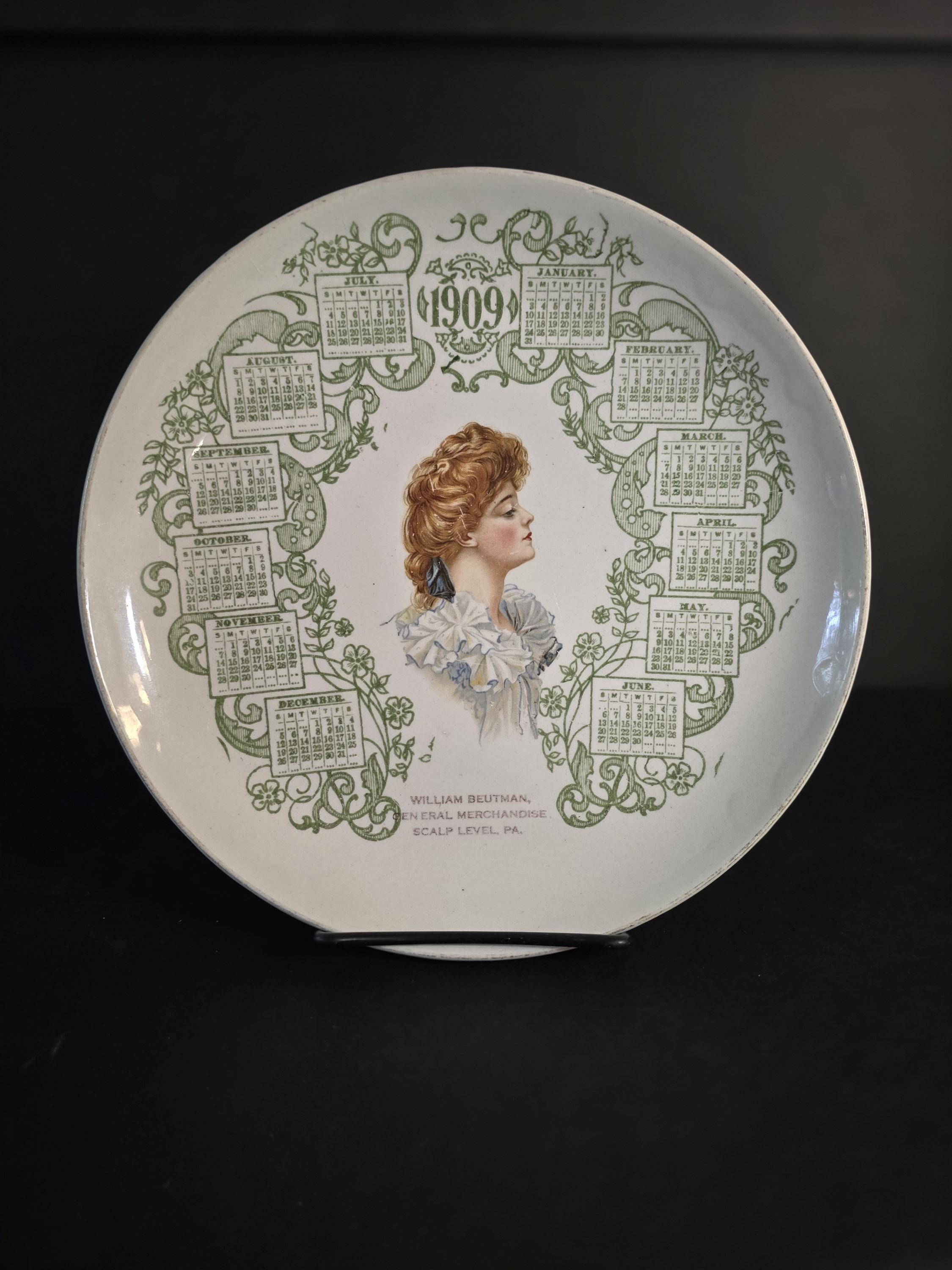 1909 Calendar Plate - Etsy