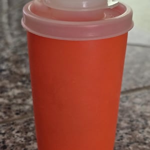 Vintage Tupperware Spice Shaker Container Orange with Frosted Lid 102-18 and 629-1