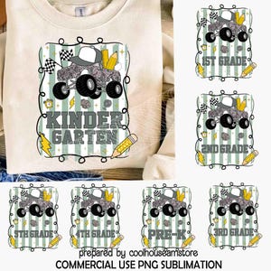 Preppy Back To School For Boys Bundle PNG, School Boy Png, Truck For Boy, Pre-K Kindergarten 1st/2nd 3rd Grade Png, Sublimation Design Png