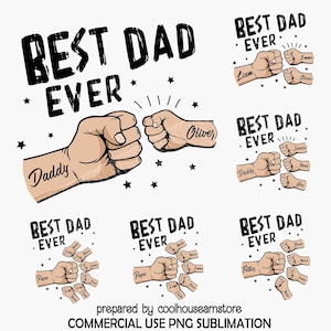 1-6 Fist Bump Father&#39;s Day Bundle PNG, Toddler Kid Best Dad Ever Fist Bump Png, Father&#39;s Fist Bump Set Png, Silhouette Png