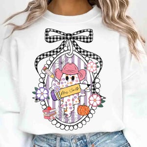 Benutzerdefinierte Halloween Lehrer PNG, Halloween Shirt Png, Gruselige Saison Png, Süßer Geist Png, Retro Halloween Png, Sublimation Gruseliger Lehrer Png