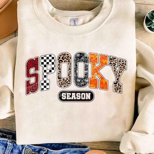 Halloween Spooky Season PNG, Leopard Checkered Png, Spooky Png, Preppy Halloween Png, Spooky Halloween Png, Halloween Fall Shirt Png