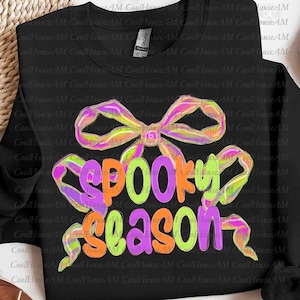 Spooky Season PNG, Preppy Halloween Coquette Bow Png, Neon Halloween Sublimation Png, Girly Spooky Cute Ghost Png, Spooky Mama Png