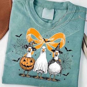 Goose Witch Halloween PNG, Funny Goose Ghost Png, Witchy Vibes Shirt Png, Pumpkin Goose Png, Coquette Halloween Png, Halloween Bow Png