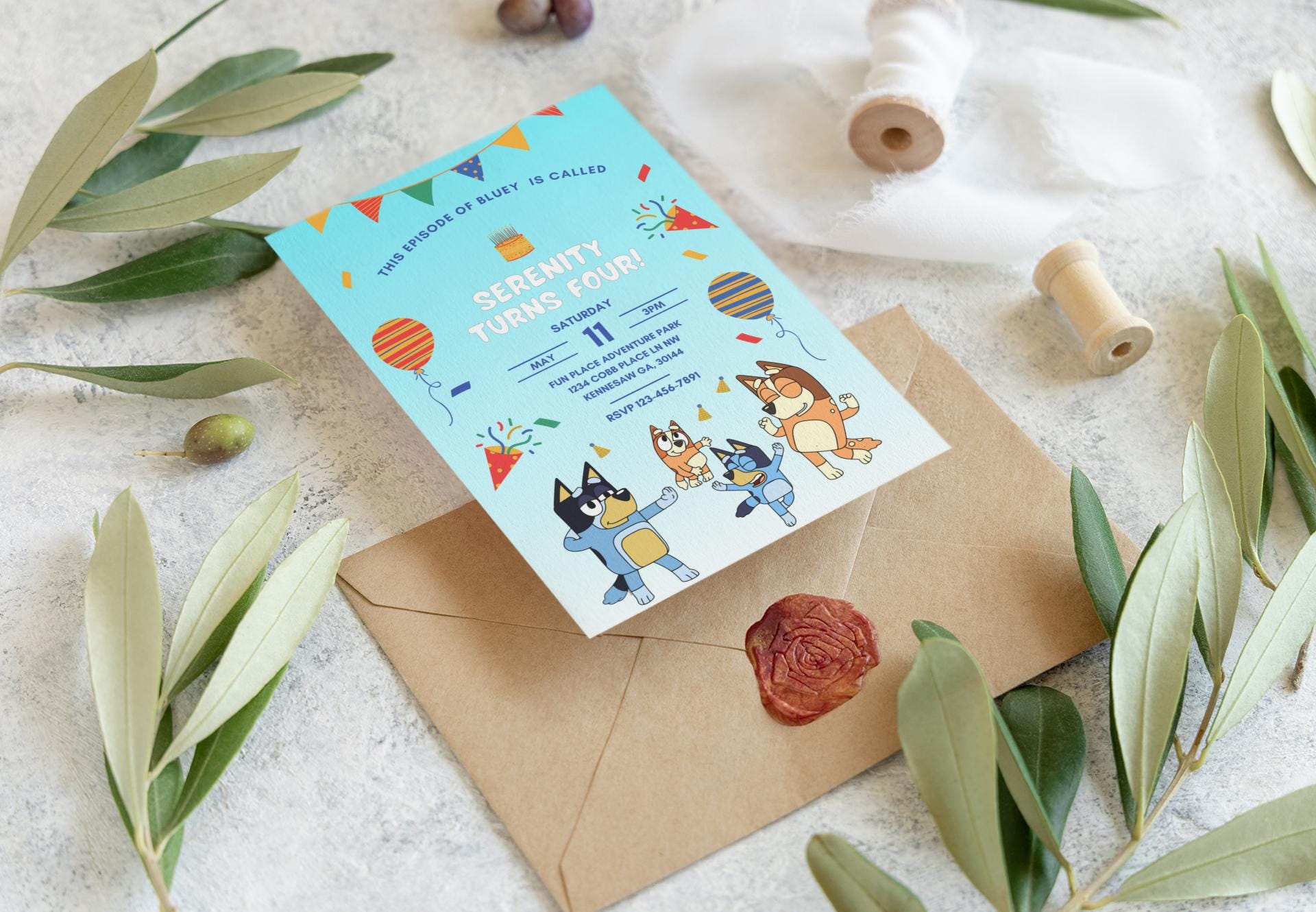 Serenity Turns Four Invitation