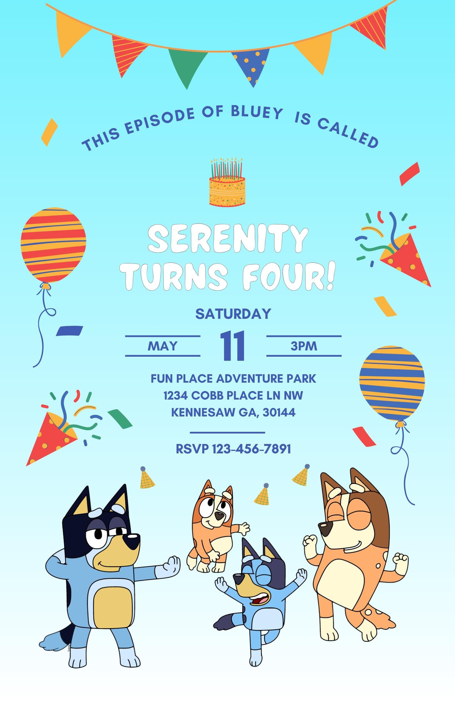 Serenity Turns Four Invitation