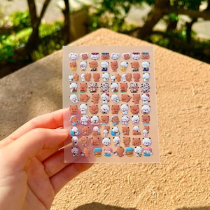 Adorable Bubu and Dudu Stickers, Self-Adhesive Decals, Cute Cartoon Waterproof Stickers for Laptop, Scrapbook, Planner, Phone, and Journal
