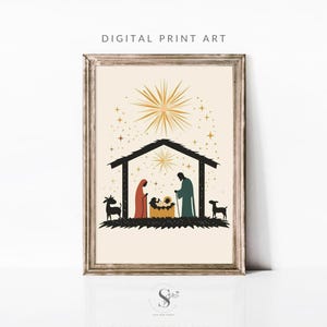 Nativity Scene Print | Nativity PRINTABLE Wall Art | Nativity Painting | Picture of Christ | Christmas Wall Art | Christmas Print Art | P14