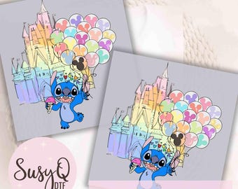 Stitch Castle DTF Transfers, Stitch Disney Transfers, Cute Disney Iron On Transfers, Disney Ready to Press Transfers