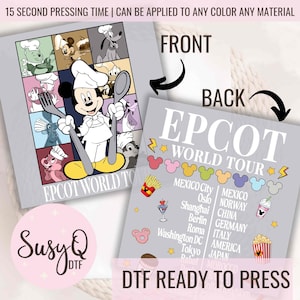 Epcot World Tour DTF Transfers, Epcot DTF, Epcot Iron On Transfers, Epcot Ready to Press Transfers