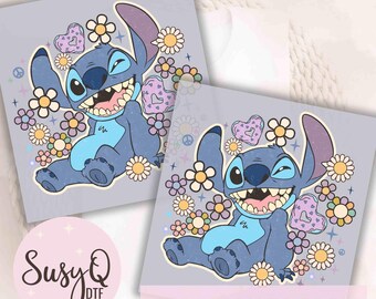 Stitch DTF Transfers, Stitch Disney Transfers, Cute Disney Iron On Transfers, Disney Ready to Press Transfers